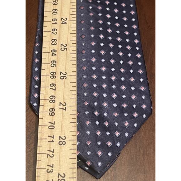 Van Heusen Blue Pink 100% Imported Silk Men’s Neck Tie Made In Usa - Picture 5 of 9